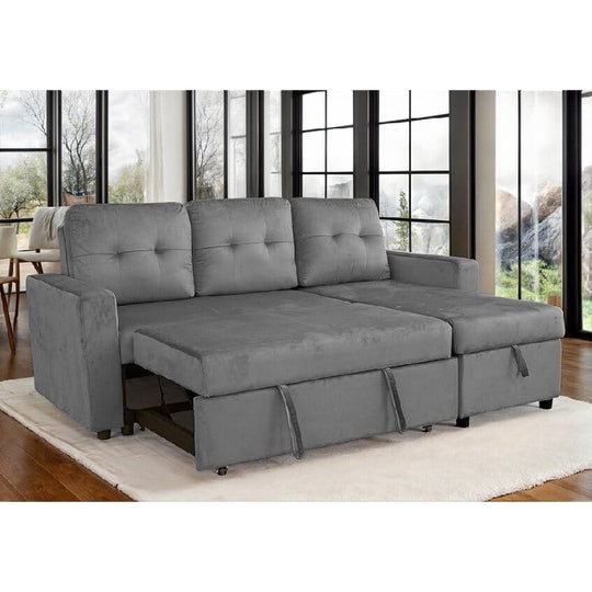 Avery Velvet Reversible Corner Sofa Bed With Storage Chaise