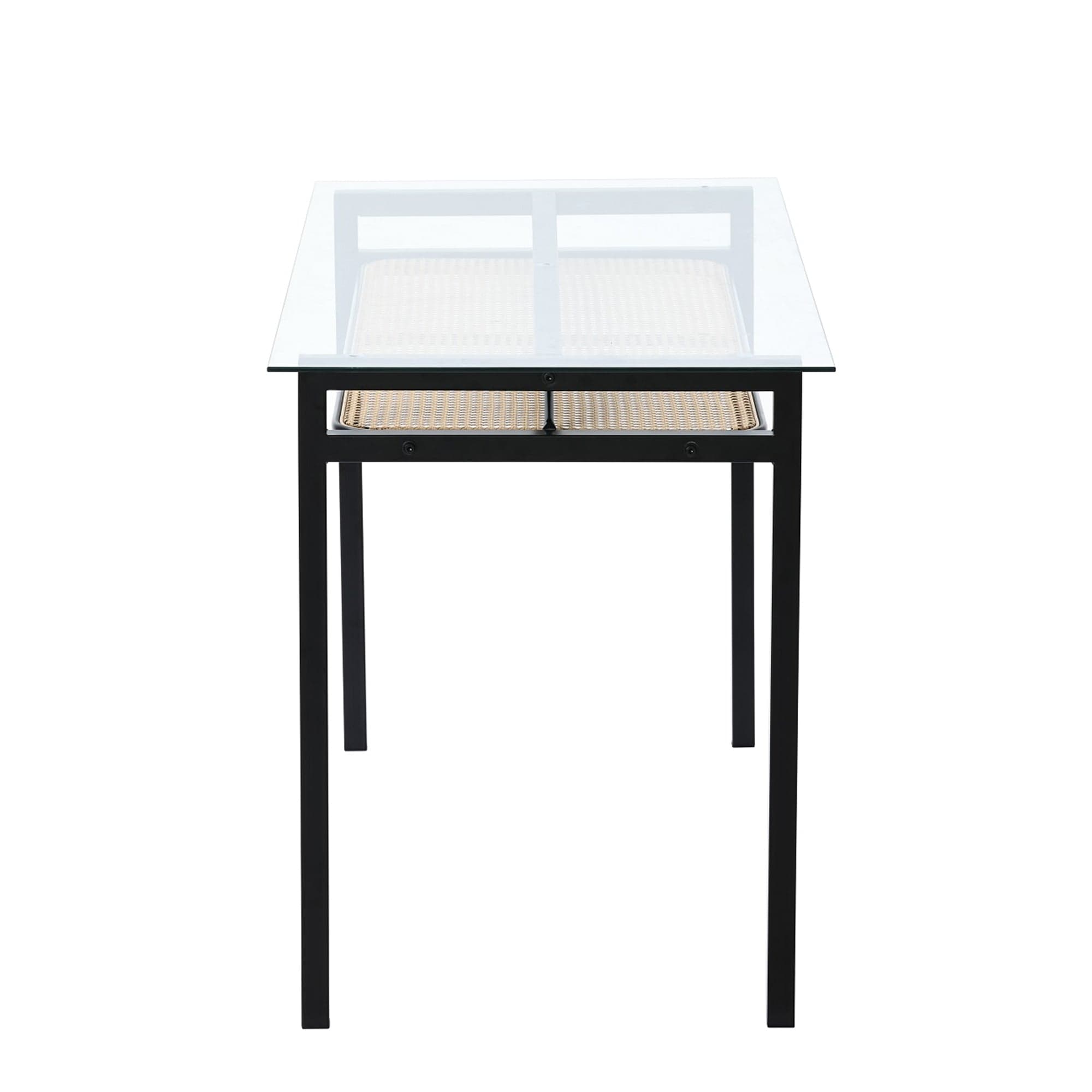 Boho 120CM Glass Top Rattan Dining Table Set With Chairs And Bench