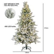 Pre-Lit Snowy Flocked Artificial Christmas Tree With Quick Pole And Skirt Option