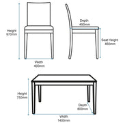 Orsa Dining Table Set With 6 Chairs In Grey