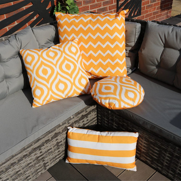 Ashcraft Waterproof Outdoor Scatter Cushion Set in Yellow Pattern