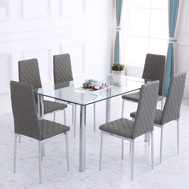 Orsa Dining Table Set With 6 Chairs In Grey