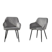 Zoe Velvet Upholstery Dining Chair with Armrest - Set Of 2