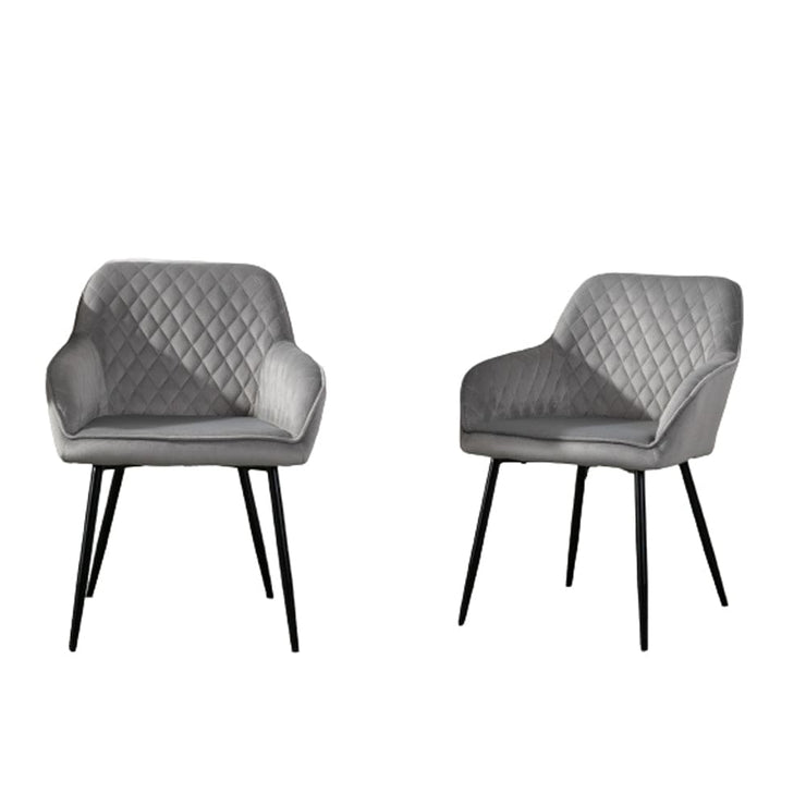 Zoe Velvet Upholstery Dining Chair with Armrest - Set Of 2