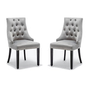 Avers Light Grey Velvet Button Back Dining Chairs