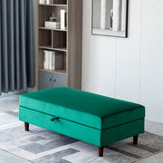 Destin Reversible Green Velvet Corner Sofa With Storage Chaise and Ottoman Bench