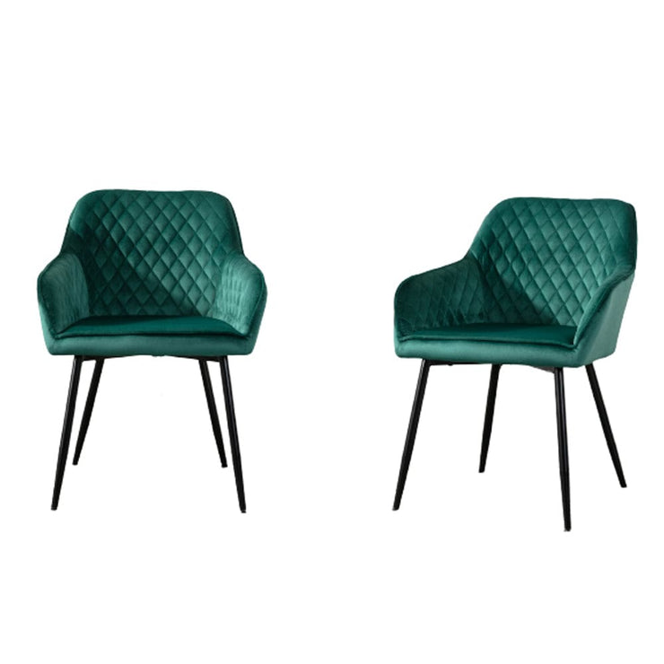 Zoe Velvet Upholstery Dining Chair with Armrest - Set Of 2