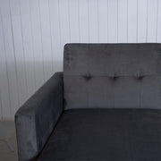 Destin Reversible Grey Velvet Corner Sofa With Storage Chaise and Ottoman Bench