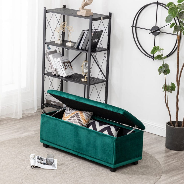 Velvet Rectangle Storage Ottoman Bench