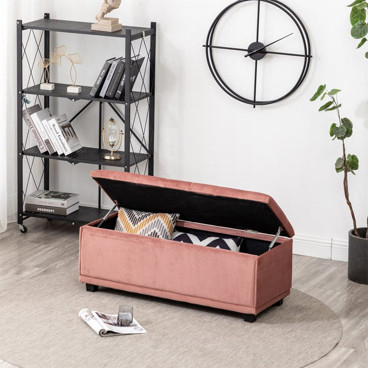 Velvet Rectangle Storage Ottoman Bench