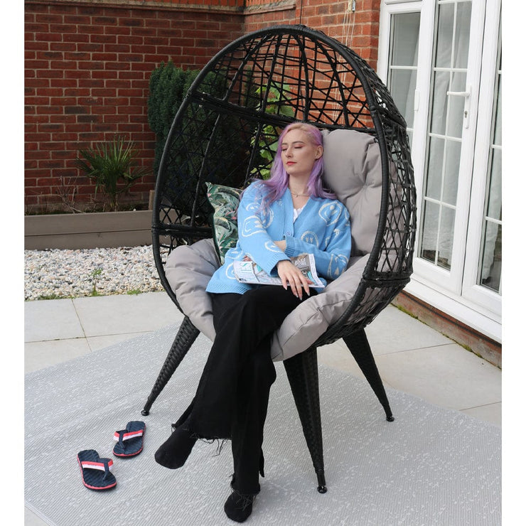 Bradway KD Leisure Standing Chair Garden Rattan Egg Chair with Rain Cover option