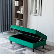 Destin Reversible Green Velvet Corner Sofa With Storage Chaise and Ottoman Bench