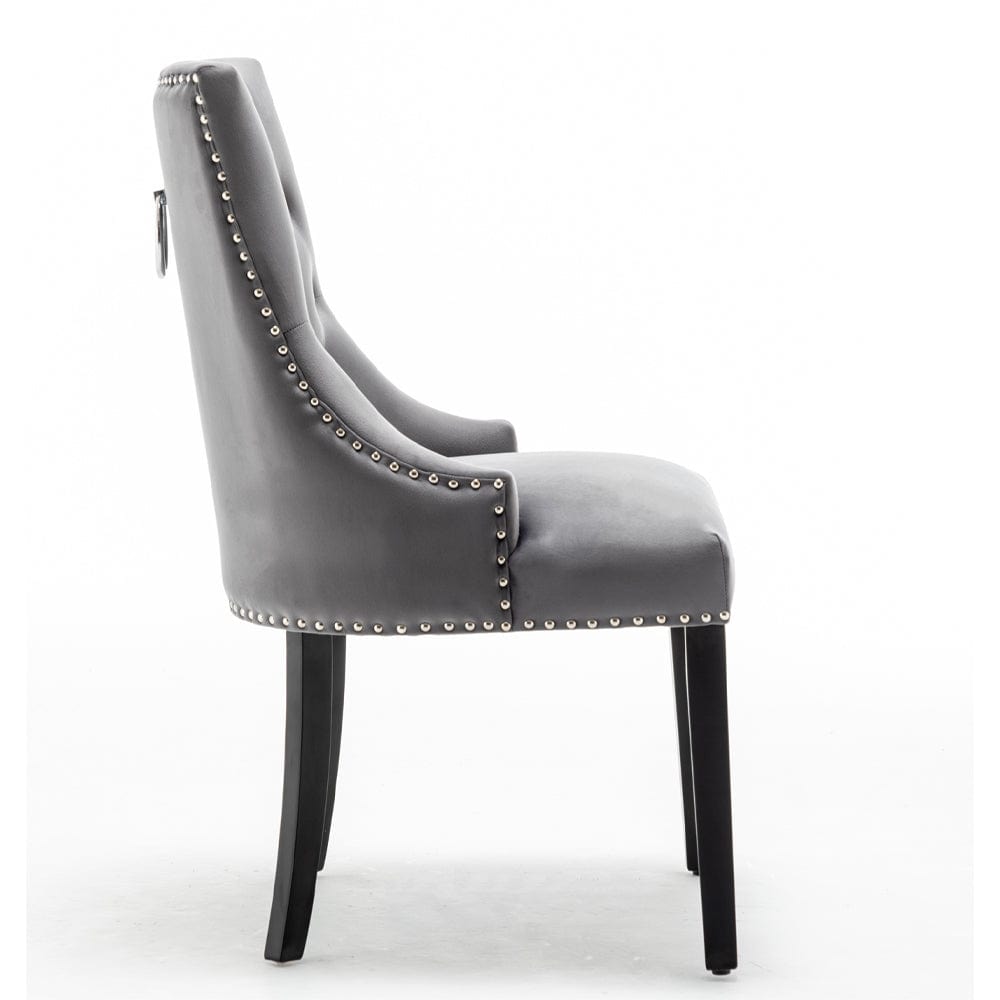 Avers Grey Velvet Button Back Dining Chairs