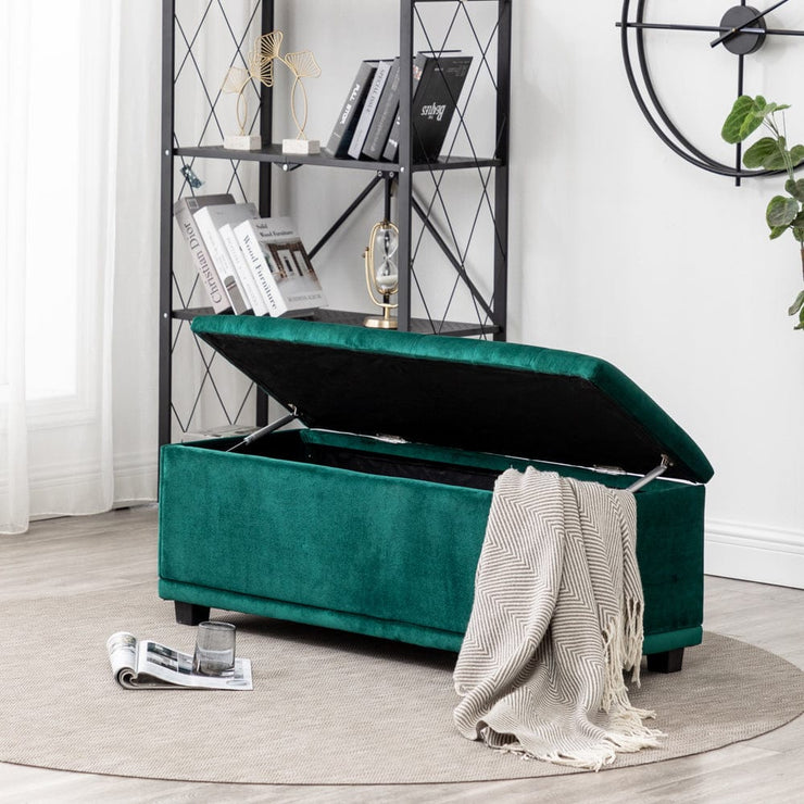 Velvet Rectangle Storage Ottoman Bench