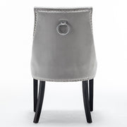 Avers Light Grey Velvet Button Back Dining Chairs