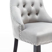 Avers Light Grey Velvet Button Back Dining Chairs