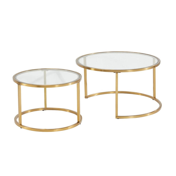 Etta Set Of 2 Nesting Coffee Table Round End Table with Glass Top