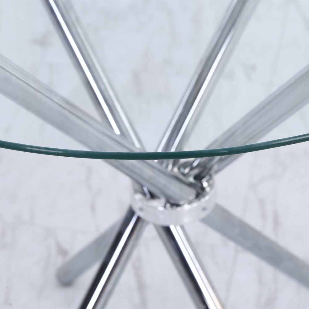 Orsa Round Dining Table Set With 4 Dining Chairs In Cream