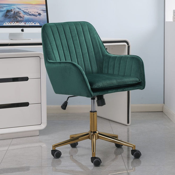 Russell Velvet Office Chair with Gold Legs