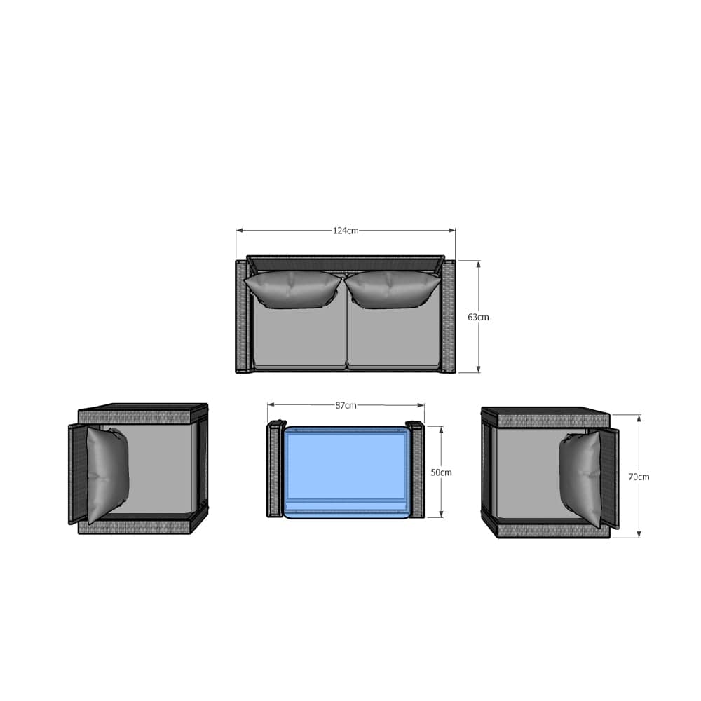 Rosen 4 Seater Rattan Garden Furniture Set In Grey