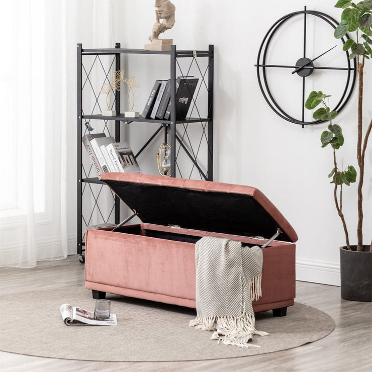 Velvet Rectangle Storage Ottoman Bench