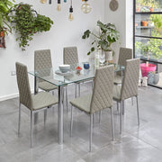 Orsa Dining Table Set With 6 Chairs In Grey