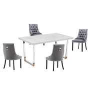 Etta Rectangle Dining Table Set with 4 Velvet Chairs