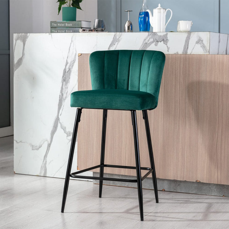 Caiden Padded Velvet Bar Stool