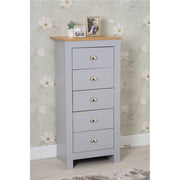 Heritage 5 Drawer Tall Chest In Grey and Oak