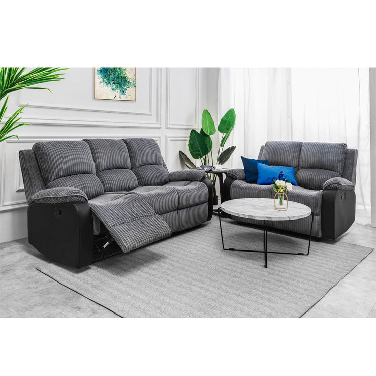 Boston 3+2 Grey Plush Fabric Recliner Sofa Set