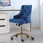 Avers Channel Tufted Velvet Office Chair with Gold Legs