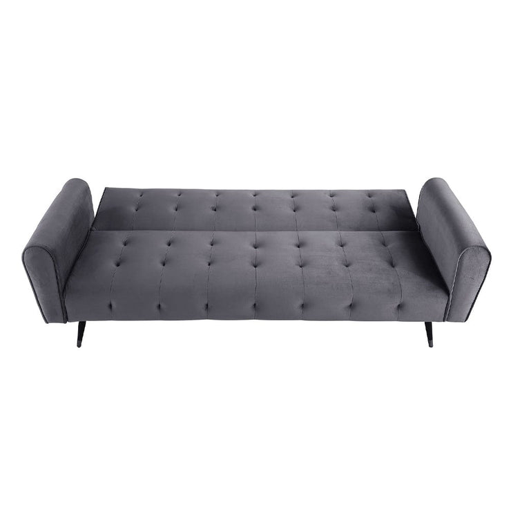 Alessia Buttoned Grey Velvet Sofa Bed