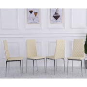 Set Of 4 Orsa Faux Leather Dining Chairs With Chrome Legs In Cream