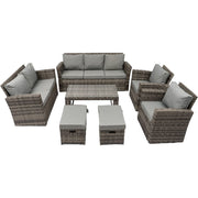 Rosen 9 Seater Rattan Garden Sofa Corner Set In Grey