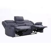 Revere 3 Seater Grey Fabric Recliner Sofa