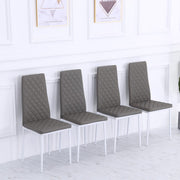 Set Of 4 Orsa Faux Leather Dining Chairs With Powder Coating Legs In Grey