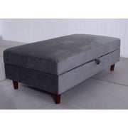 Destin Reversible Grey Velvet Corner Sofa With Storage Chaise and Ottoman Bench