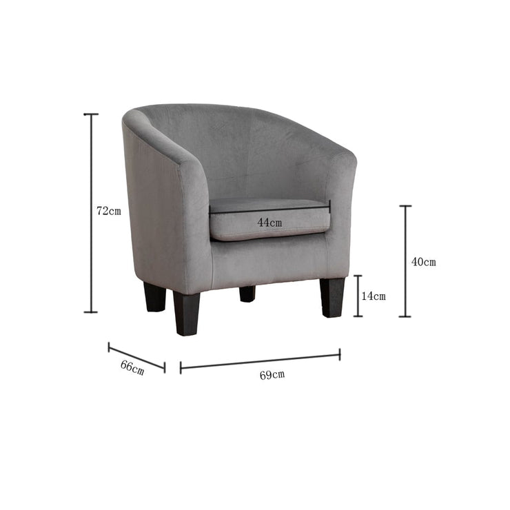 Ascot Tartan Linen Fabric Tub Chair Armchair In Grey