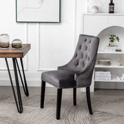 Avers Grey Velvet Button Back Dining Chairs