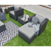 Vancouver 10 Seater Rattan Garden Furniture Set In Black