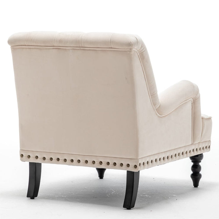 Darwin Velvet Accent Chair In Beige