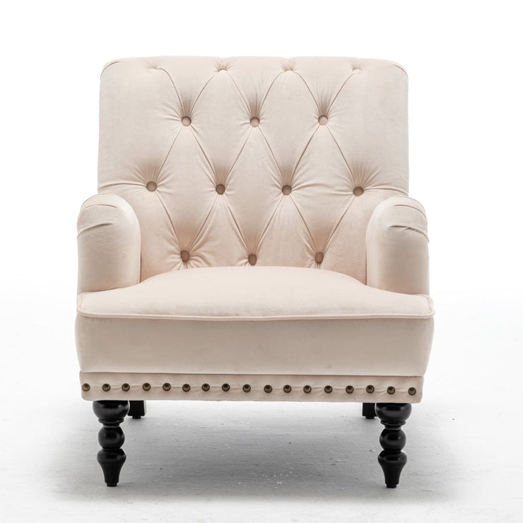 Darwin Velvet Accent Chair In Beige