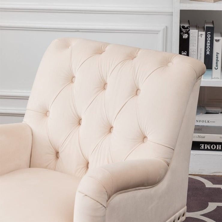 Darwin Velvet Accent Chair In Beige