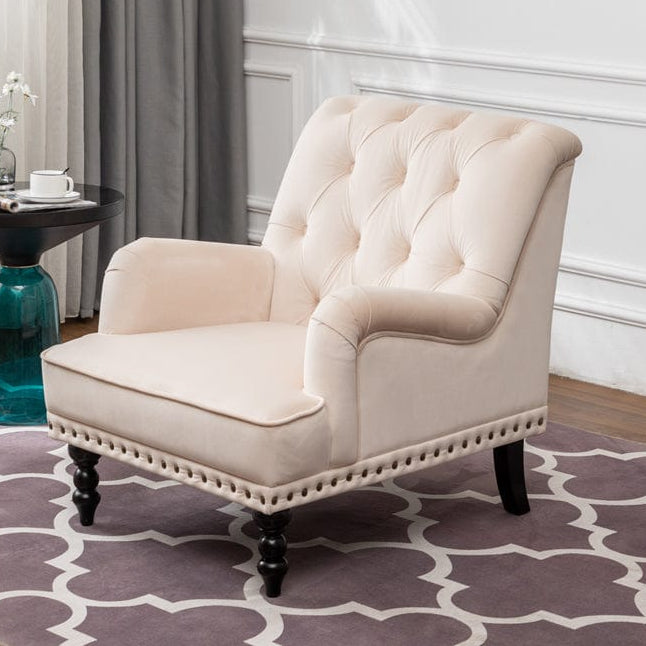 Darwin Velvet Accent Chair In Beige