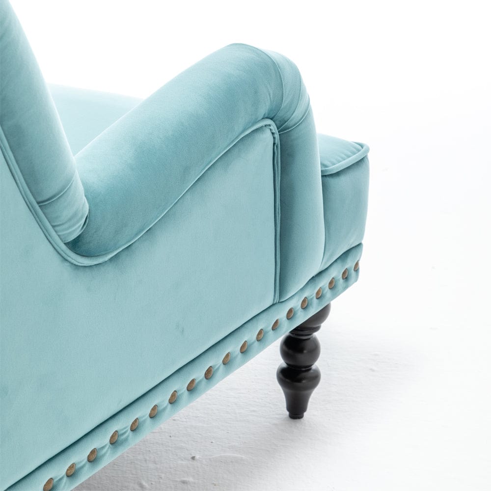 Darwin Velvet Accent Chair In Light Blue
