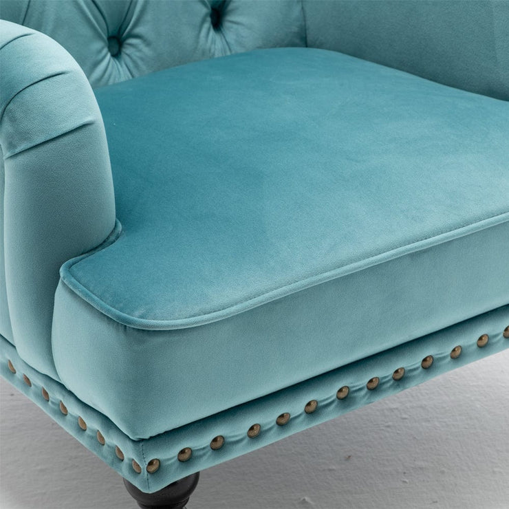 Darwin Velvet Accent Chair In Light Blue