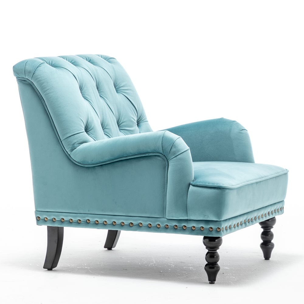 Darwin Velvet Accent Chair In Light Blue