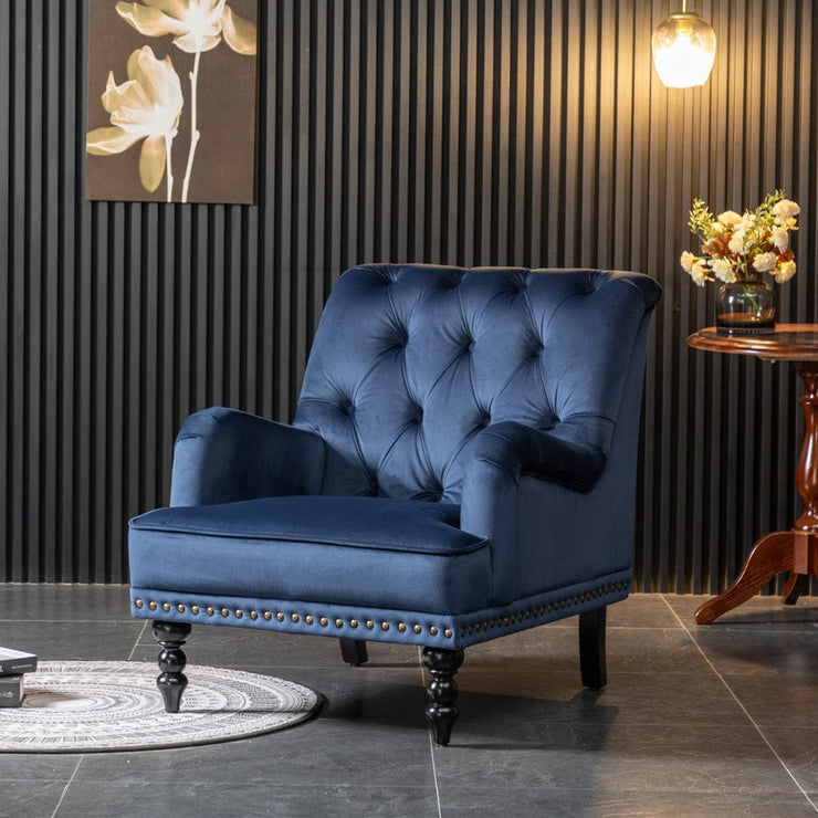 Darwin Velvet Accent Chair In Blue