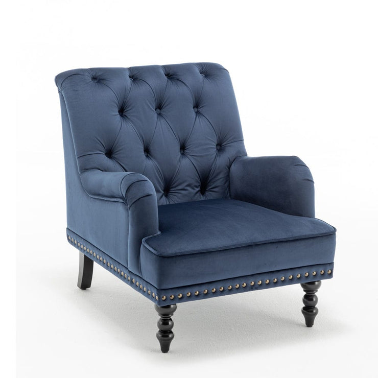 Darwin Velvet Accent Chair In Blue