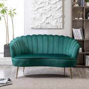 Mollis Plush Velvet Shell 3 Seater Sofa In Green